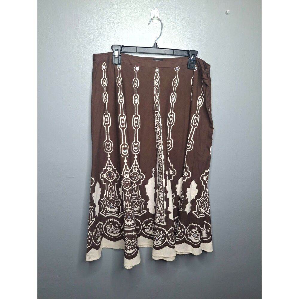 Vintage 2007 Brown CottonSequin Midi Skirt Y2K Boho Whimsigoth Fairy Plus Size16